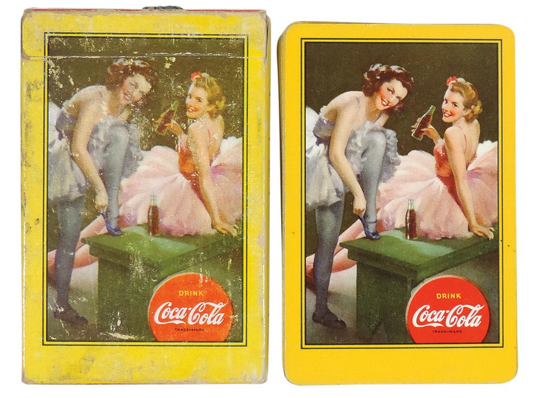 Coca-Cola Playing Card Deck, c.1943 Ballerinas, full deck in Exc cond, Good+/VG cond box (1 of 2)