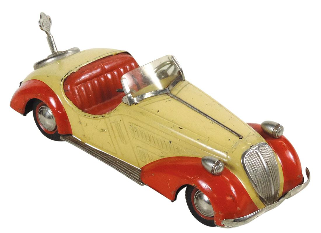 Toy Roadster, mfgd by Distler U.S. Zone Germany w/clockwork drive, stop/go lever & 3-speed (1 of 3)