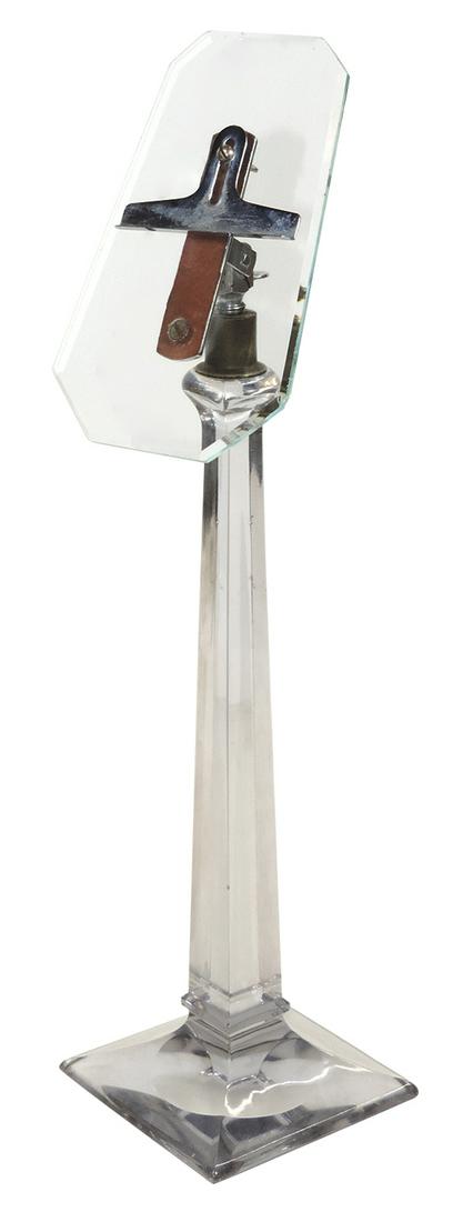 Country Store Shoe Stand, pressed glass pedestal w/adjustable glass mount, VG cond w/few minor (1 of 1)