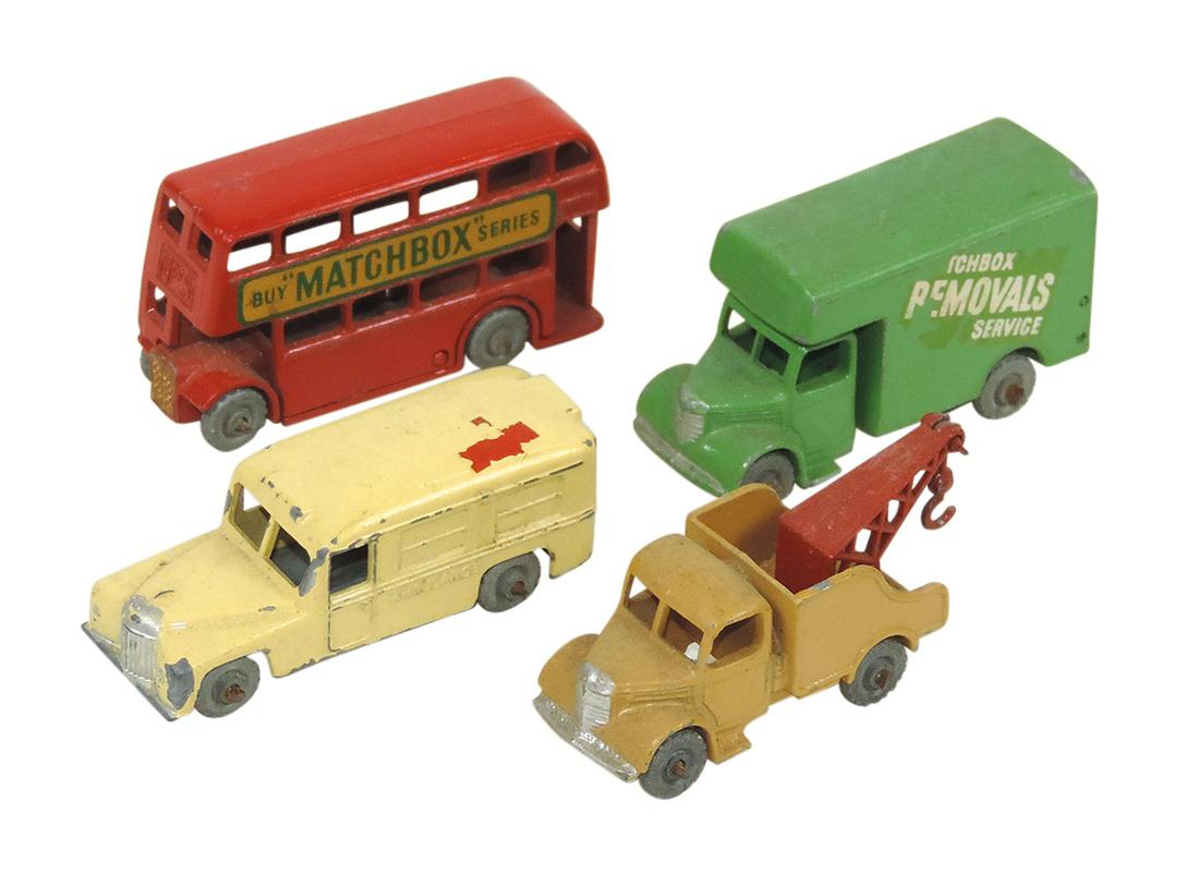 Toys (4), Matchbox "Buy Series" early miniature double decker bus & "Removals" truck plus Lesney (1 of 1)