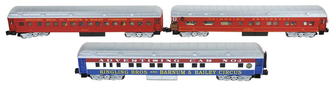 Toy Circus Train Cars (3), Ringling Bros. and Barnum & Bailey, mfgd by K-Line, #21689 Michigan coach (1 of 1)