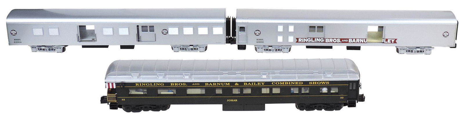 Toy Circus Train Cars (3), Ringling Bros. and Barnum & Bailey, mfgd by K-Line, #22225 Jamar, #22257 (1 of 2)