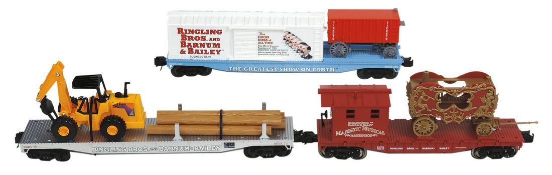 Toy Circus Train Cars (3), Ringling Bros. and Barnum & Bailey, mfgd by K-Line, #22507 combo, #21240 (1 of 2)
