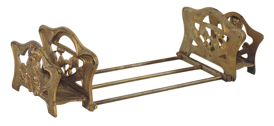 Bookends, Owls, attributed to H. L. Judd Co., gilt cast iron w/double panel stationary ends on (1 of 2)