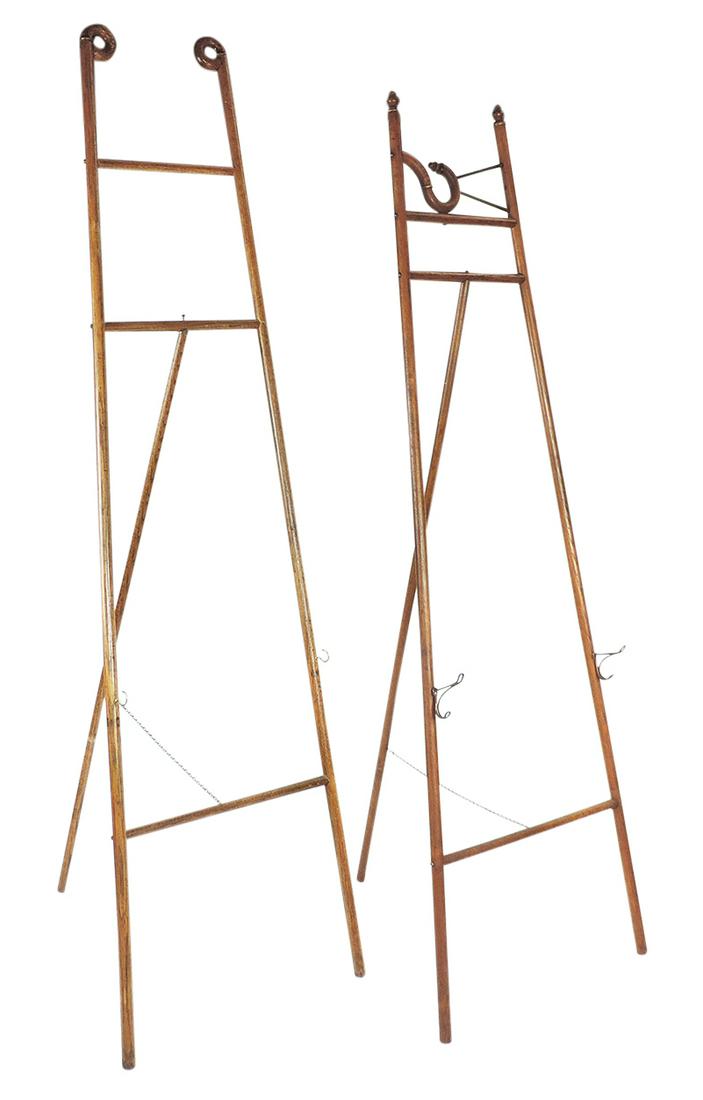 Furniture (2), Victorian oak floor folding easels w/bent scroll terminals, Exc cond w/orig finishes, (1 of 1)