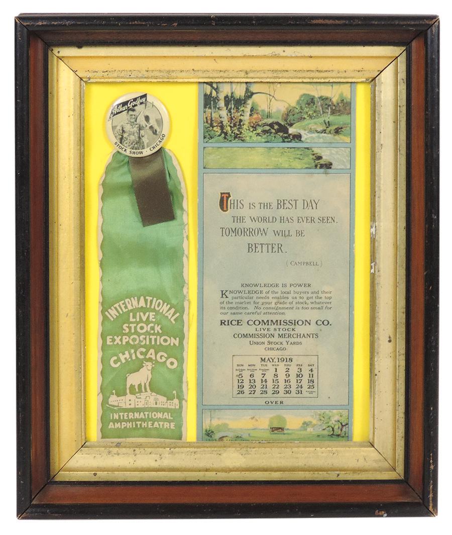 Livestock Chicago Stock Yard Memorabilia, Arthur Godfrey stock show ribbon & 1918 Rice Commission (1 of 1)