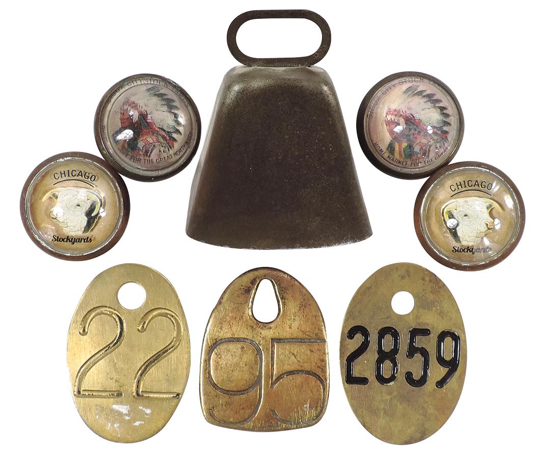Livestock Bridle Rosettes, Cow Tags & Bell, Chicago Stock Yards Bridle Rosettes, Indian Rosettes, 3 (1 of 1)