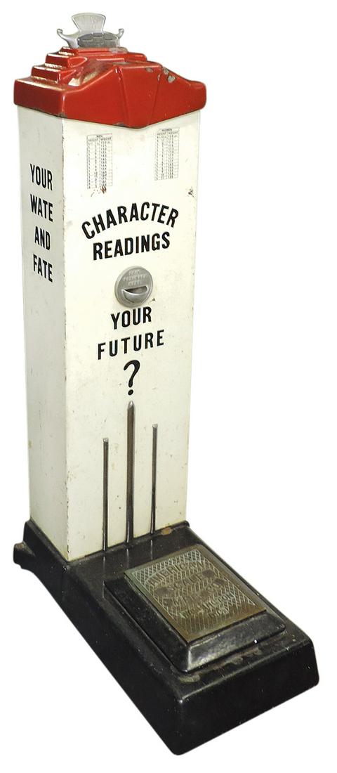 Coin-Operated Fortune Telling 1 Cent Scale, enameled cast iron & pressed steel, mfgd by American (1 of 2)
