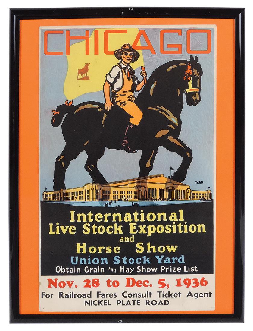 Stock Yard Poster, Union Stock Yards 50th Anniversary Show, 1936, by Norman Tolson w/large graphic (1 of 1)