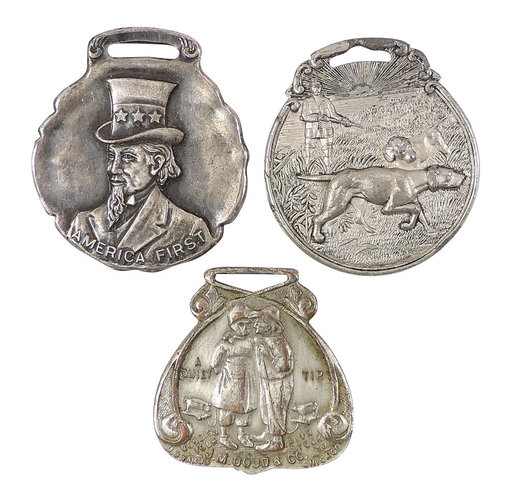 Stock Yard Watch Fobs (3), Uncle Sam America First from Cochran & Henneberry U.S. Yards-Chicago, (1 of 2)