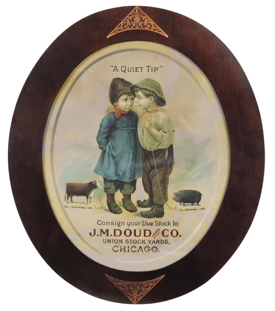 Stock Yard Print, "A Quiet Tip" for J.M. Doud & Co. Union Stock Yards Chicago, charming litho on (1 of 1)