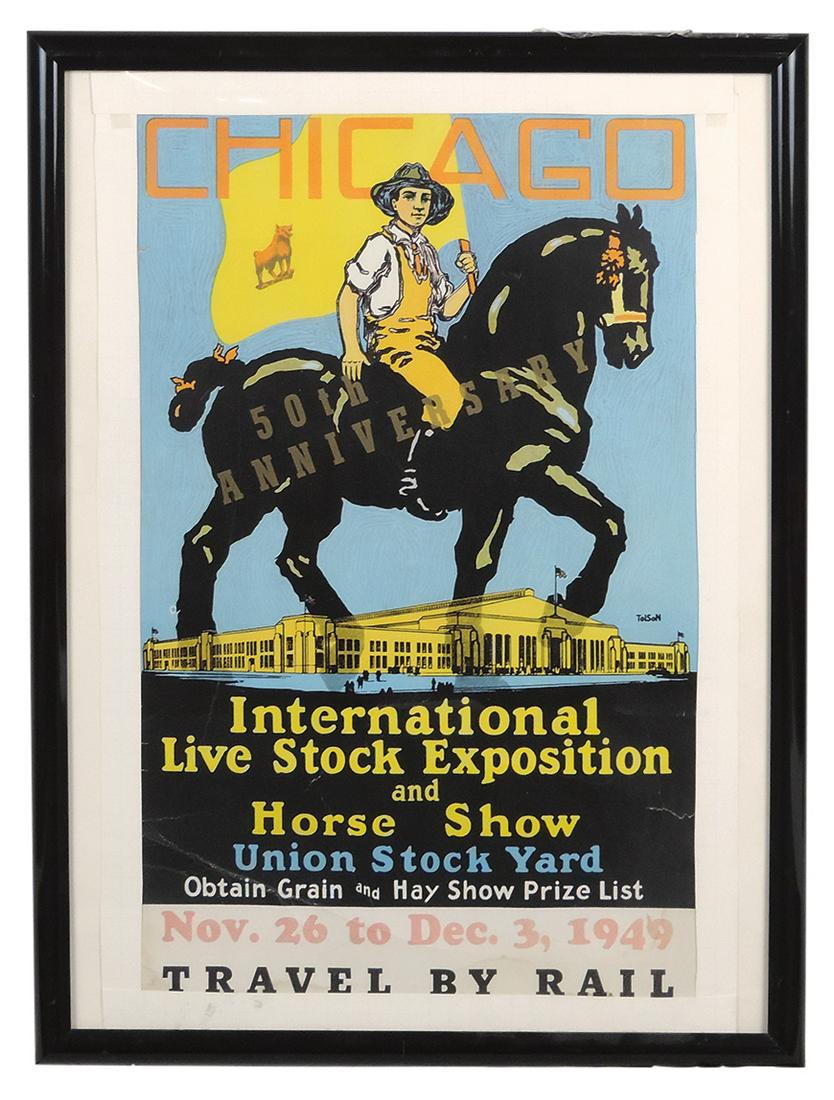 Stock Yard Poster, Union Stock Yards 50th Anniversary Show, 1949, by Norman Tolson, large graphic of (1 of 1)