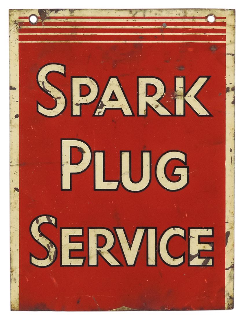 Automobilia, Spark Plug Service Sign w/Champion name removed, metal, c.1930s, VG cond w/size (1 of 1)