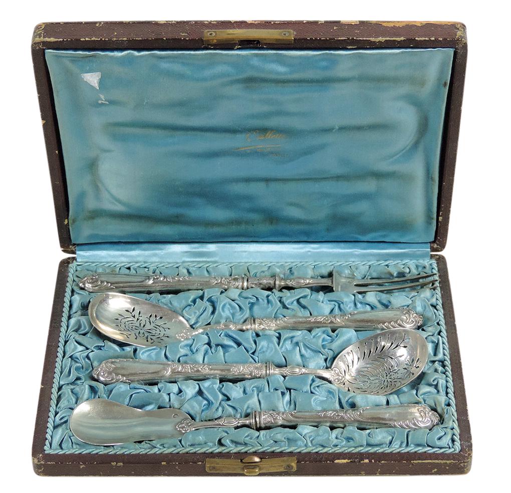 Sterling Silver Flatware, Accessoire Serving Set, French 4-pc set w/pickle fork, cheese scoop, & (1 of 2)