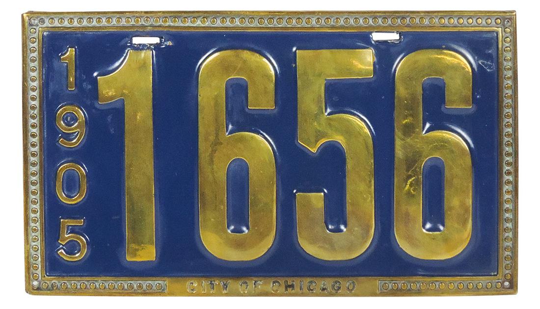 Automobilia, 1905 City Of Chicago license plate, pre-state 4-digit issue 1656 & 1st year for this (1 of 4)