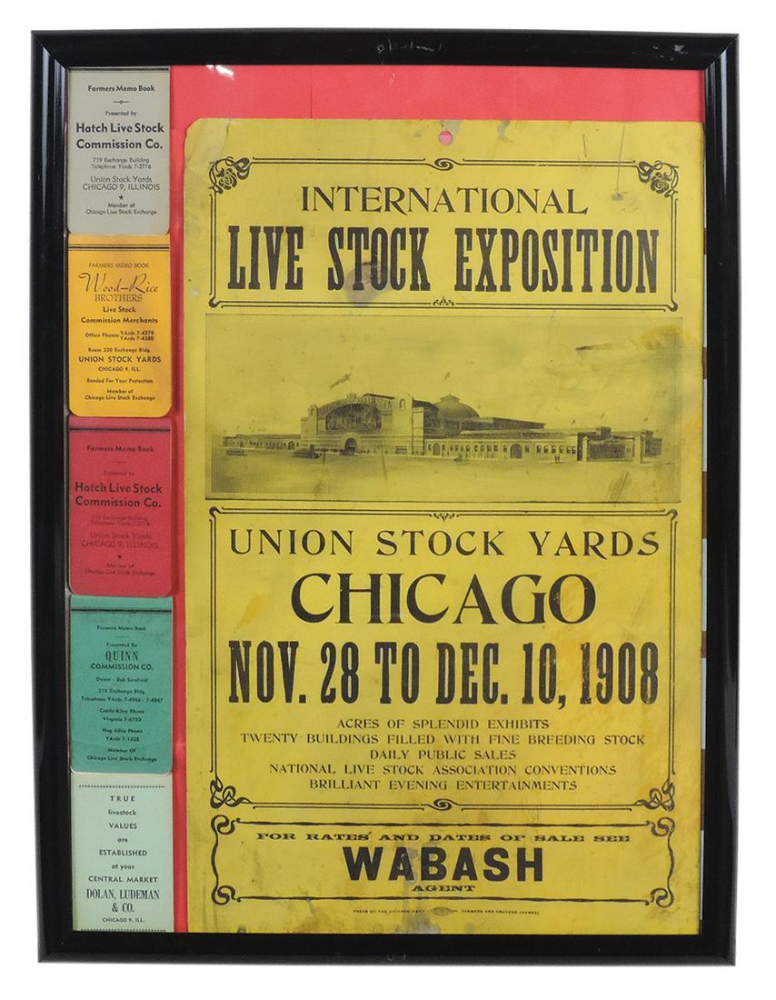 Stock Yard Poster, Union Stock Yards Chicago, 1908, litho on cdbd w/photo of livestock pavilion, (1 of 1)