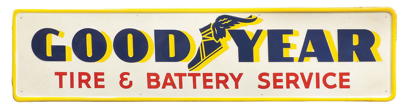 Automobilia, Good Year sign for Tire & Battery Service, marked A-M 1-56, self-framed embossed metal, (1 of 1)