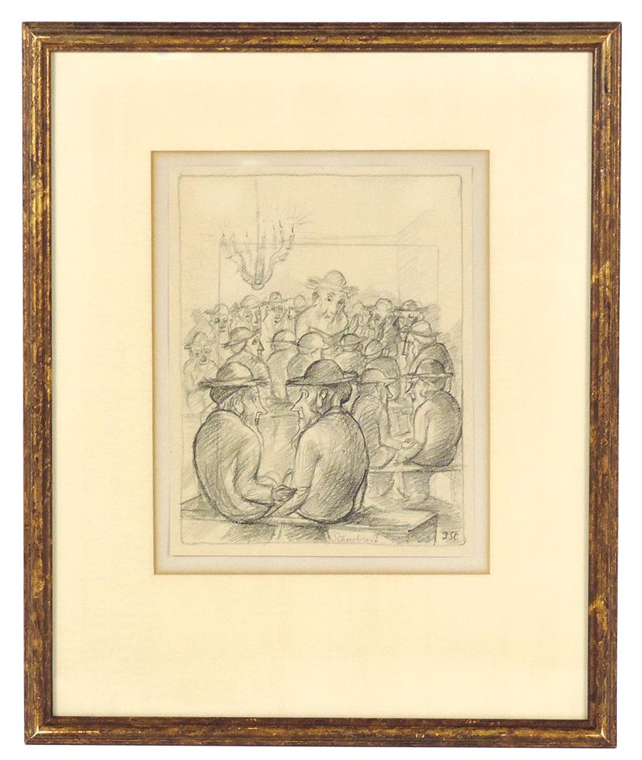 Art Work, Jakob Steinhardt (German-Israeli 1887-1968), "Illustration to Patai's Kabbalah" pencil on (1 of 1)