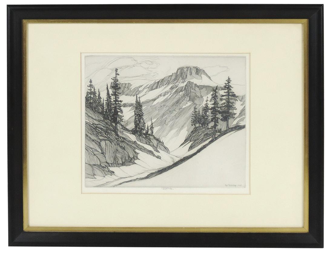 Art Work, Roi Partridge (Am. 1888-1984), "Table Mountain" etching on paper, signed & dtd in plate (1 of 1)