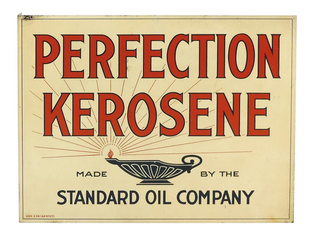 Kerosene Sign, Perfection Kerosene 2-sided steel flange for Standard Oil Co., marked Adv. 226 (Ad (1 of 2)