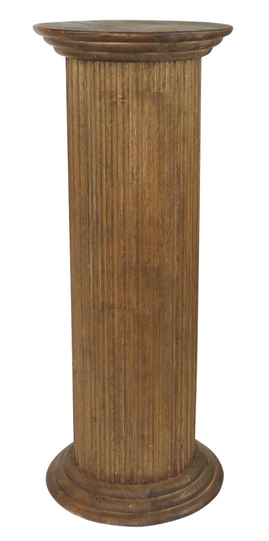 Furniture, mahogany pedestal w/fluted column, semi modern, VG+ cond, 30"H x 12"Dia.: Furniture, mahogany pedestal w/fluted column, semi modern, VG+ cond, 30"H x 12"Dia.