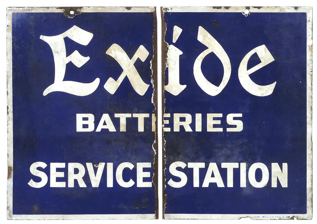 Automobilia, Exide Batteries sign, DSP Service Station sign, by Brilliant Mfg. Co.-Philadelphia, (1 of 2)