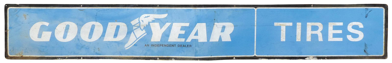 Automobilia, Good Year sign, large outdoor metal sign w/trademark winged shoe, Fair+ cond (1 of 1)