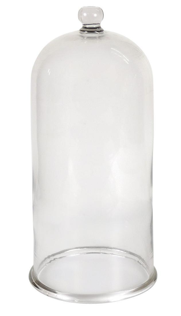 Scientific Blown Glass Vacuum Bell, cylindrical form w/domed top, applied foot rim & knob handle,: Scientific Blown Glass Vacuum Bell, cylindrical form w/domed top, applied foot rim & knob handle, Exc cond, 20.5"H.