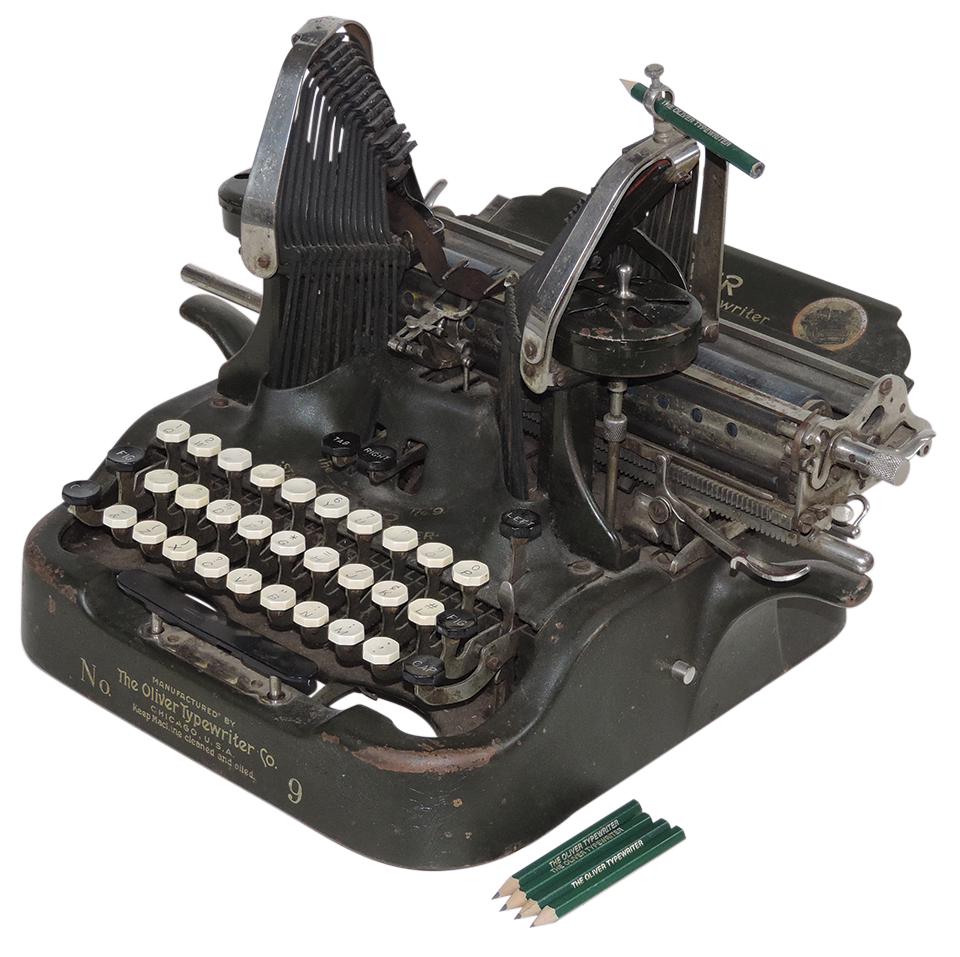 Typewriter, Oliver #9, c.1912, Good+ working cond, 15"W. (1 of 2)