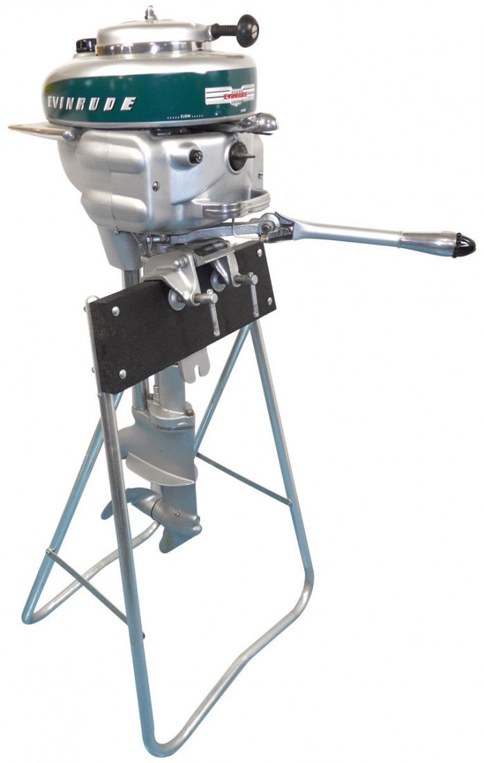 0281 Boat outboard motor w/stand, Evinrude Light Four,