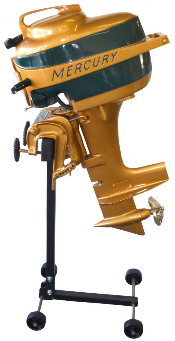 0367 Boat outboard motor w/stand, Mercury Kiekhaefer M