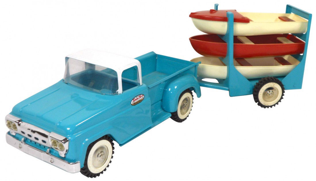toy pickup truck and boat trailer