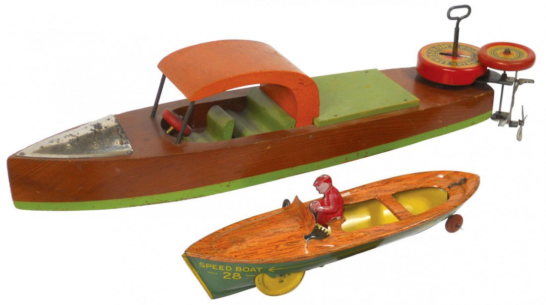 0767 Toy boats (2), Lindstrom wood boat w/Lindstrom mo May 20, 2012