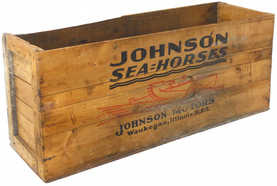 1079 Boat outboard motor shipping crate, Johnson SeaH
