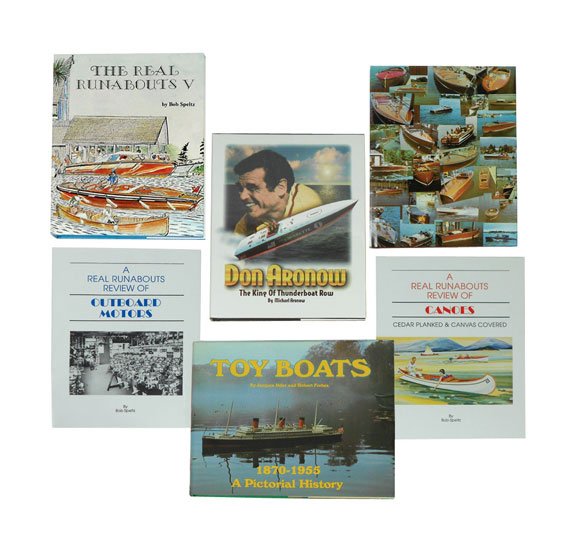 Toy boat reference books (6), Toy Boats by Jacque: Toy boat reference books (6), Toy Boats by Jacques Milet & Robert Forbes, c.1870-1955, A Pictorial History, color, hardcover, 110 pgs, c.1979, The Real Runabouts II & V & Real Runabouts Review of Outb