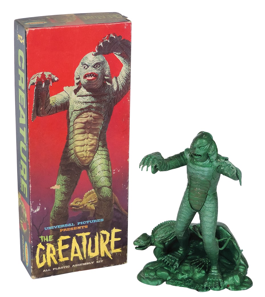 Toy Model Kit, The Scarce Creature, built plastic figure, mfgd by Aurora #146-98 w/orig box,: Toy Model Kit, The Scarce Creature, built plastic figure, mfgd by Aurora #146-98 w/orig box, VG+ cond w/couple small losses not easily noticed, 13"H.
