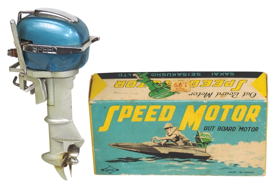Toy Boat Motors (3), Bo Diecast Speed Motor, Nearmint In Box, Bo