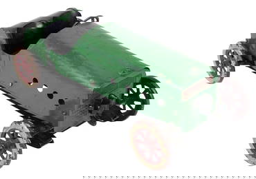 Toy Race Car, Clockwork Open Wheel, mfgd by Structo Toys, pressed steel, VG orig working cond, 13"L.