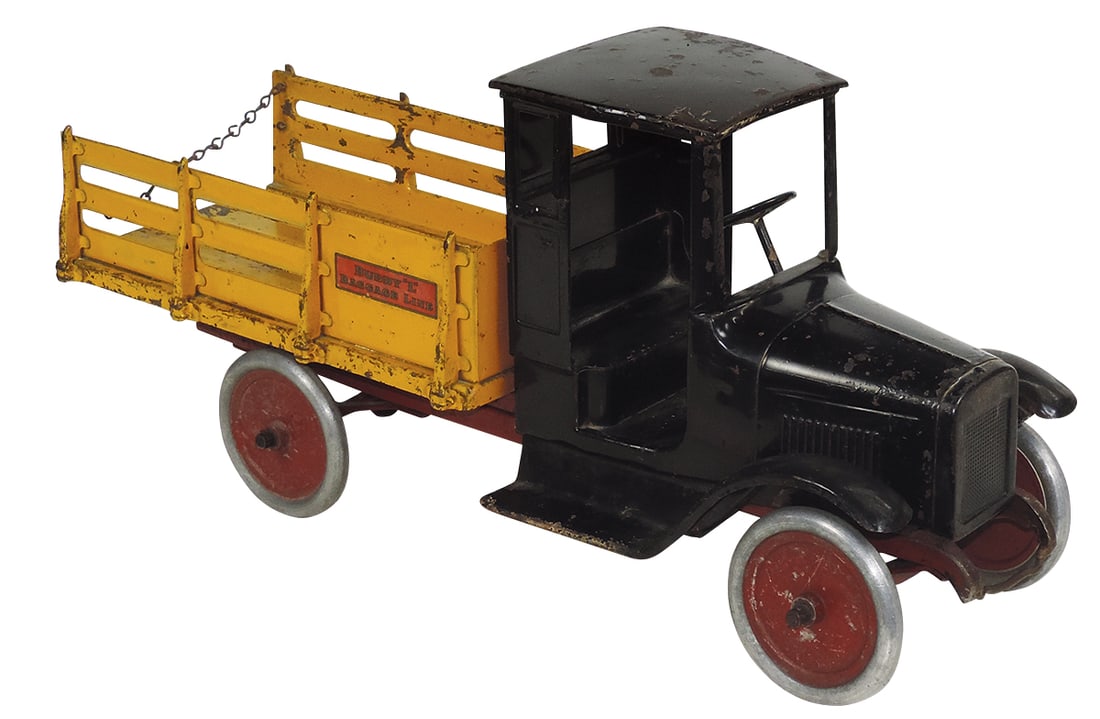 Toy Truck, Buddy L Baggage Line Delivery Model No. 204-B, pressed steel, mfgd by Moline Pressed: Toy Truck, Buddy L Baggage Line Delivery Model No. 204-B, pressed steel, mfgd by Moline Pressed Steel Co., c.1926, VG orig finish & cond, 26"L.