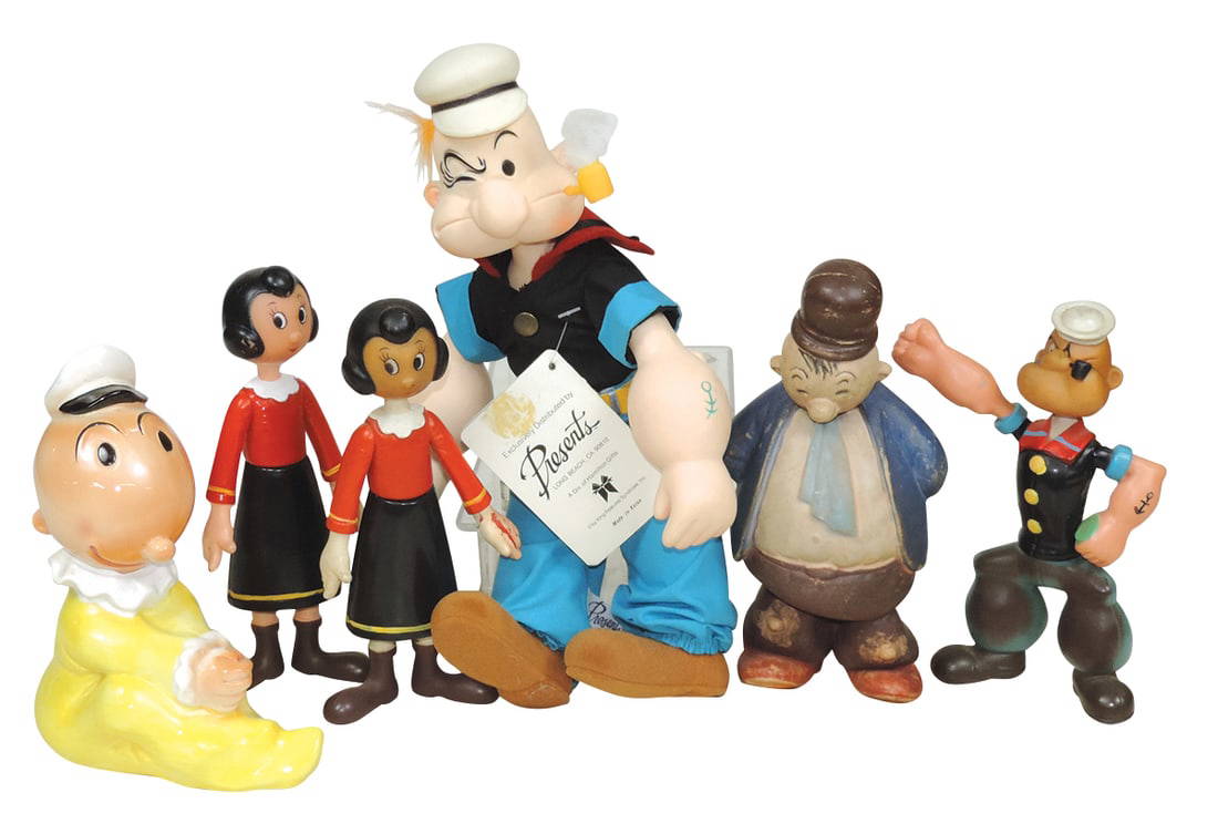 Toy Popeye Collectibles (6), Soft Vinyl Popeye By Presents, Hard