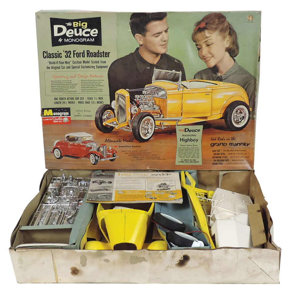 Toy Model Car Kit, '32 Roadster Big Deuce High Boy, mfgd by Monogram, unbuilt, box in VG cond, 24"L.: Toy Model Car Kit, '32 Roadster Big Deuce High Boy, mfgd by Monogram, unbuilt, box in VG cond, 24"L.