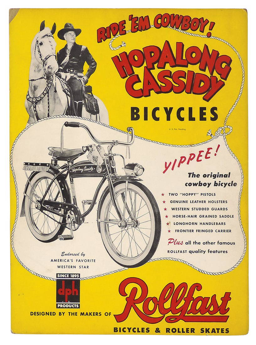 Hopalong Cassidy Rollfast Bicycles Poster, Litho On Pasteboard, C.1950