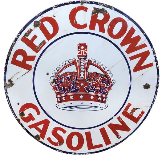 Petroliana Sign, Red Crown Gasoline, Dsp On Steel Outdoor, Mfgd By Veribrite Signs Chicago, Good+