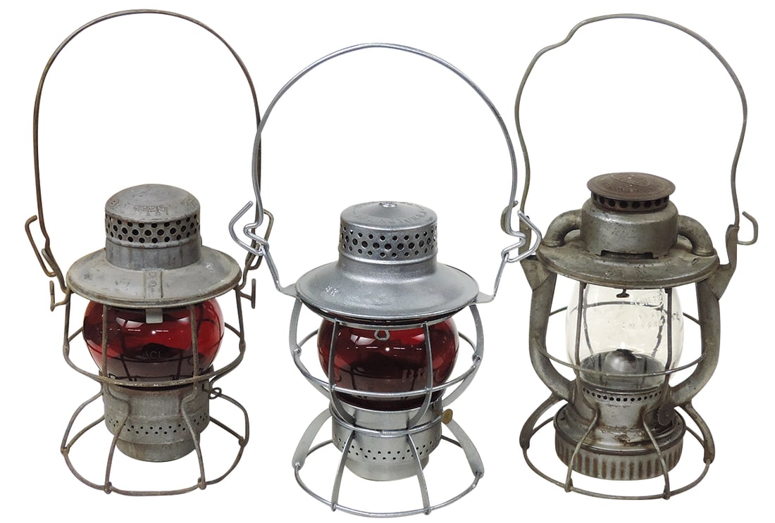 Railroad Brakeman's Lanterns (3), Dressel marked BR w/matching red globe, Armspear A.C.L. w/matching (1 of 1)