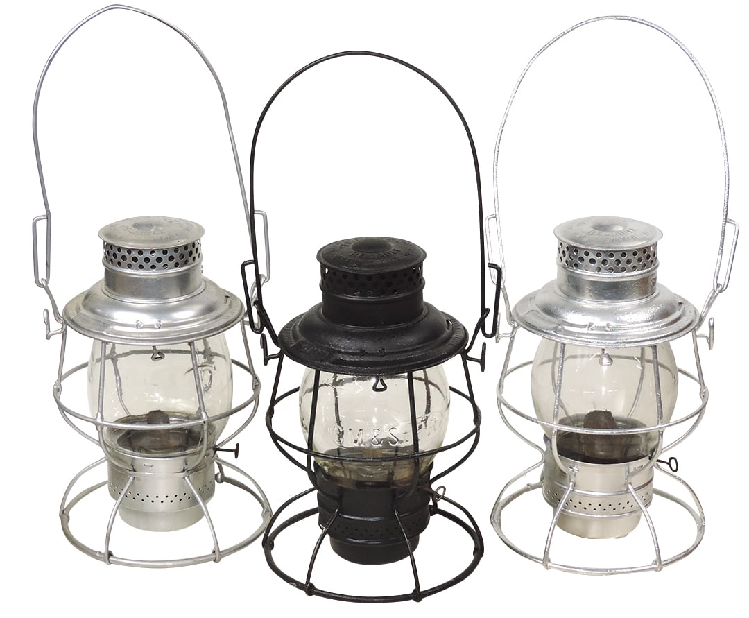 Railroad Brakeman's Lanterns (3), all by Adlake, one embossed CM & StP RR w/matching shade, one (1 of 1)
