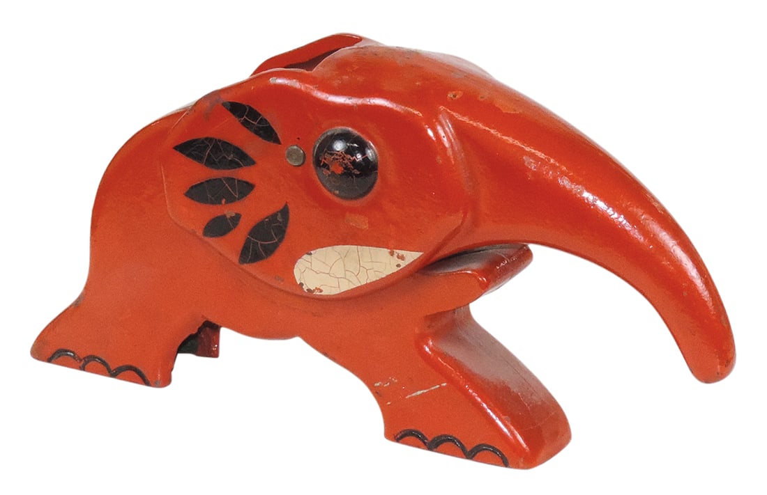 Tobacciana Cigarette Dispenser, Elephant, cast iron w/orig paint, turn tail to dispense cigarettes, (1 of 2)