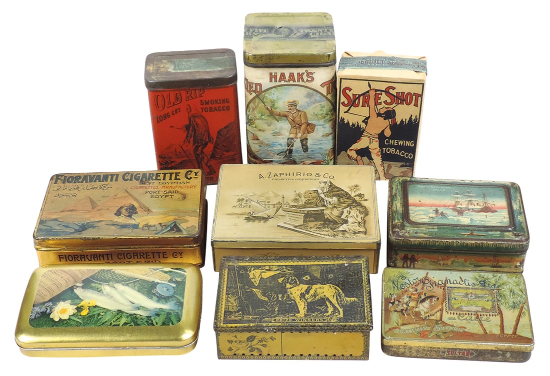 Tobacciana Tins & Containers (9), early litho on tin, Old RIP, Arctic Expedition, Prize Winners, (1 of 1)