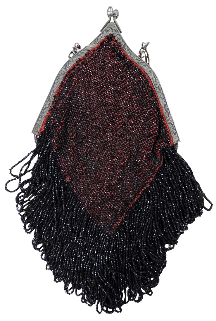 Ladies Fashion Beaded Bag, Art Deco flapper style with looped fringe, Exc cond noting later lining, (1 of 1)