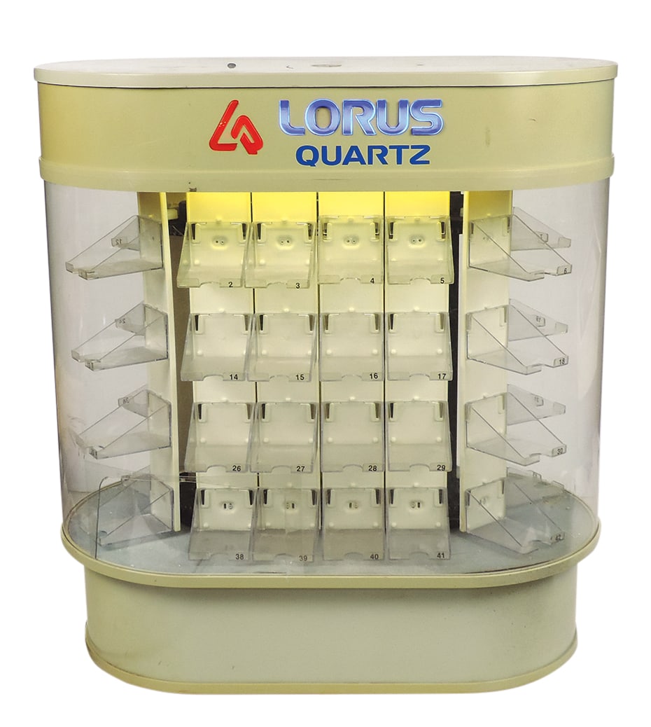 Jewelry Store Counter Display, lighted oval case for Lorus Quartz Watches & rotating columns of (1 of 2)