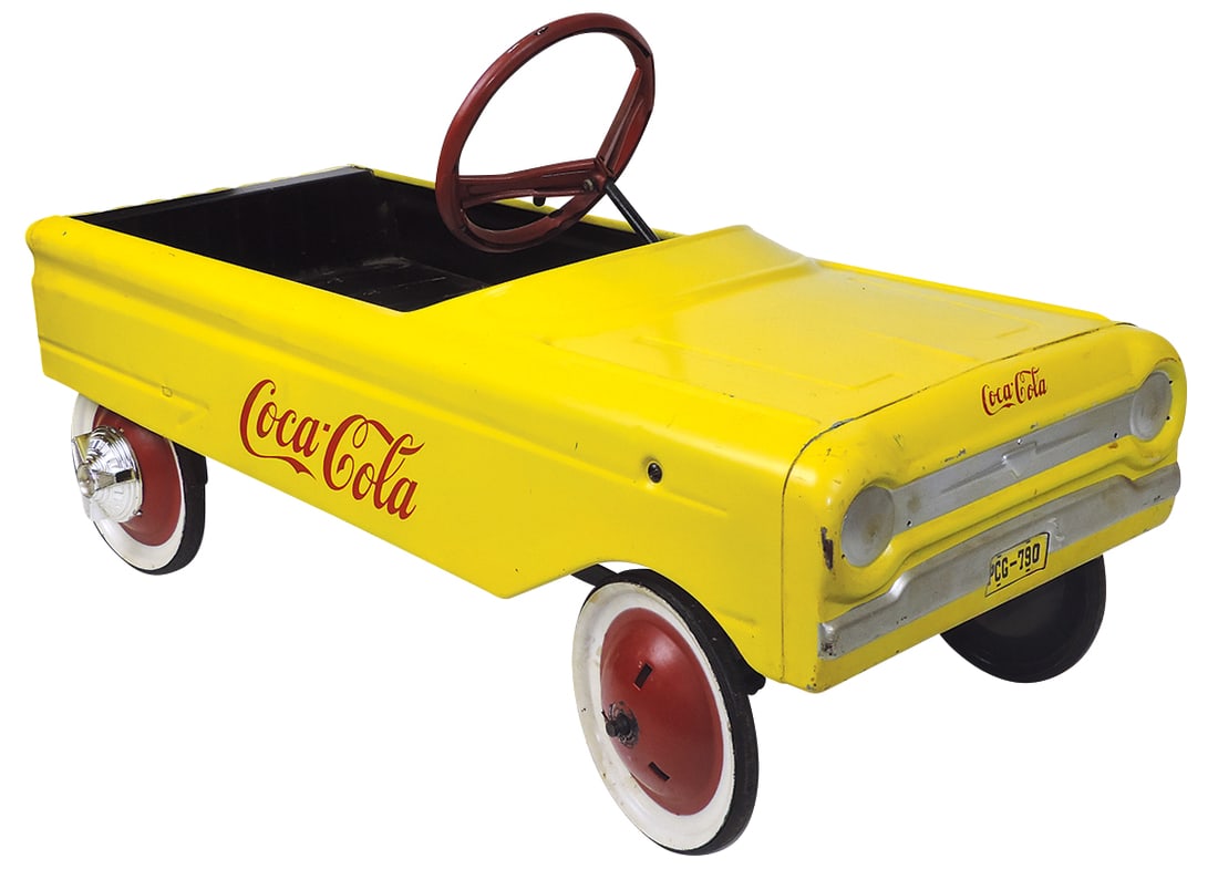 Child's Pedal Car, Coca-Cola branded, mfgd by AMF, pressed steel converted from a Roadmaster Checker (1 of 2)